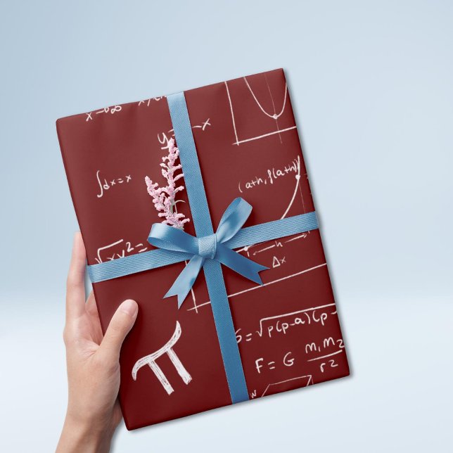 Papier Cadeau Blanc Mathématique Formules et équations Maroon (Créateur téléchargé)