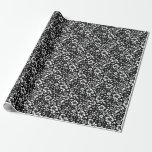 Papier Cadeau Blanc noir Feuilles floraux modernes soufflant<br><div class="desc">Feuilles floraux modernes en noir blanc</div>