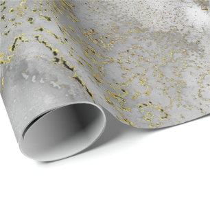 Papier Cadeau Blanc noir gris de peinture liquide de cuivre d'or