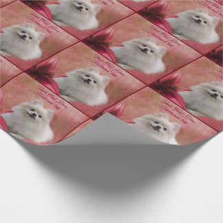 Papier Cadeau Blanc Poméranien Rouge Lily Chien Art Personnalisé