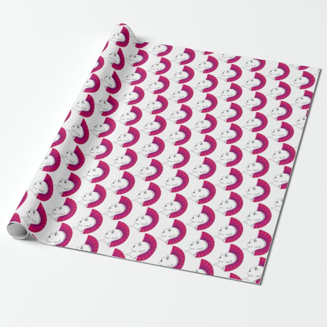 Papier Cadeau Blanc punk de style de Mohawk rose (Déroulé)