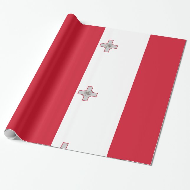 Papier Cadeau Blanc rouge avec sceau Malte (Déroulé)