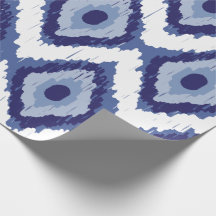 Blanc tribal Chevron de diamant d'Ikat de bleu
