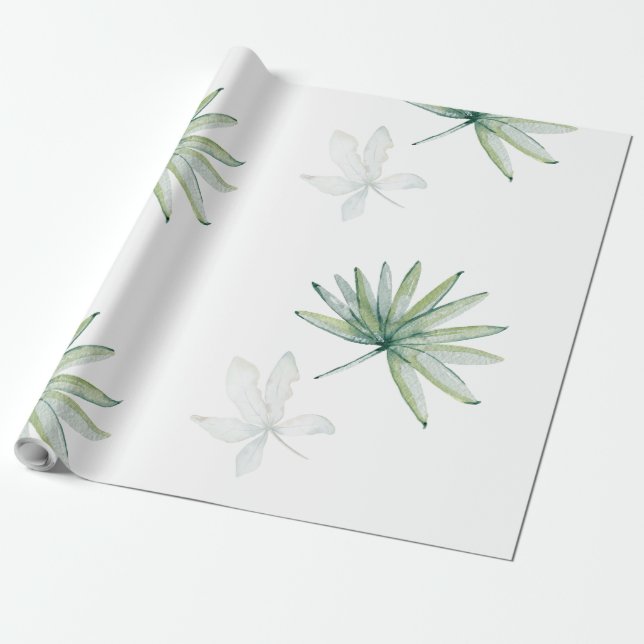 Papier Cadeau Blanc tropical (Déroulé)