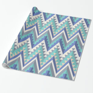 Papier Cadeau Blanc turquoise de Taupe de gris bleu de Chevron