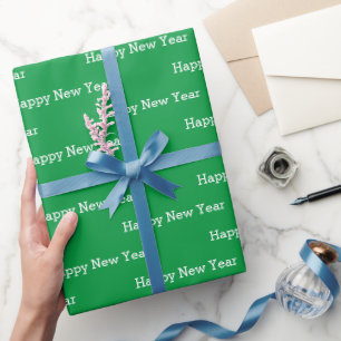 Papier Cadeau Blanc Vert Bonne année
