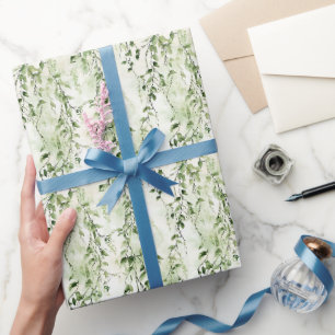 Papier Cadeau Blanc Vert Ivy Feuille Jungle Anniversaire