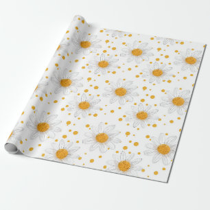 Papier Cadeau Blancs clairs avec Centres Jaunes