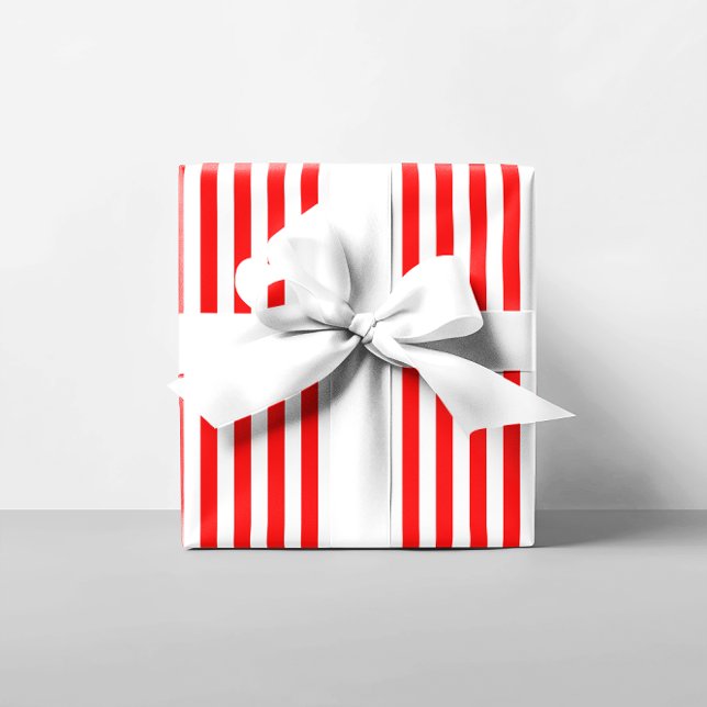 Papier Cadeau Blancs et rouges (White and Red Stripes Wrapping Paper)
