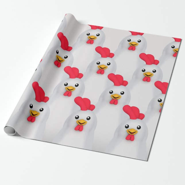 Papier Cadeau Blancs mignons / Rooster blanc (Déroulé)