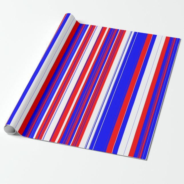 Papier Cadeau Blancs rouges et bleus (Déroulé)
