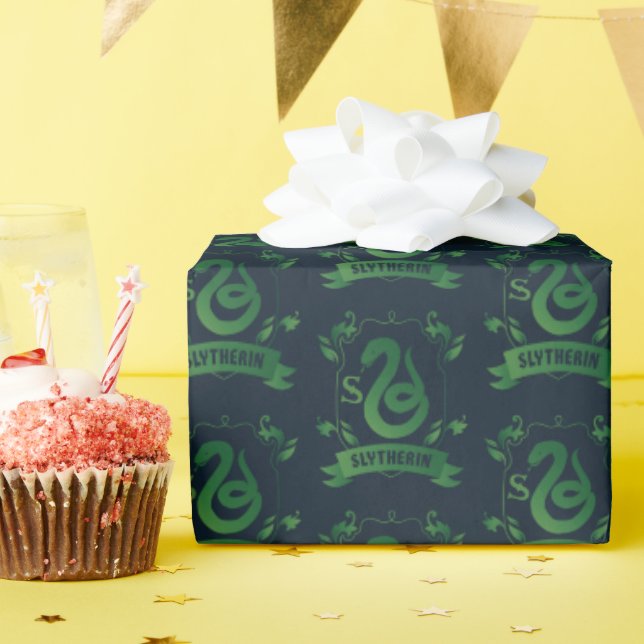 Papier Cadeau Blason de la maison SLYTHERIN™ orné (Fête d'anniversaire)