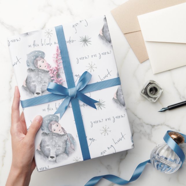 Papier Cadeau Bleak Mid Winter Bear Neige Princesse Motif (Cadeaux)
