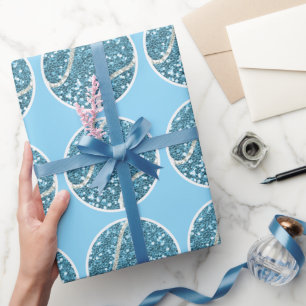 Papier cadeau bleu à thème balle de tennis pour Ba