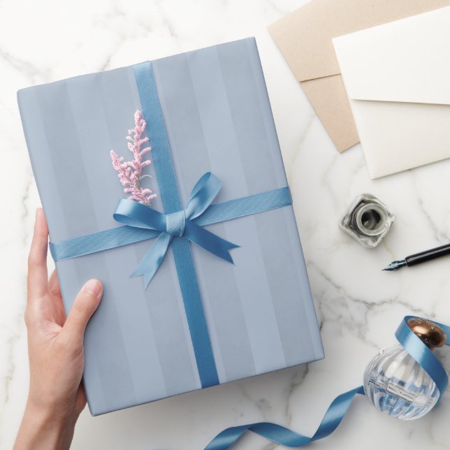 Papier Cadeau Bleu Acier Clair Marbré Rayé Chic (Cadeaux)