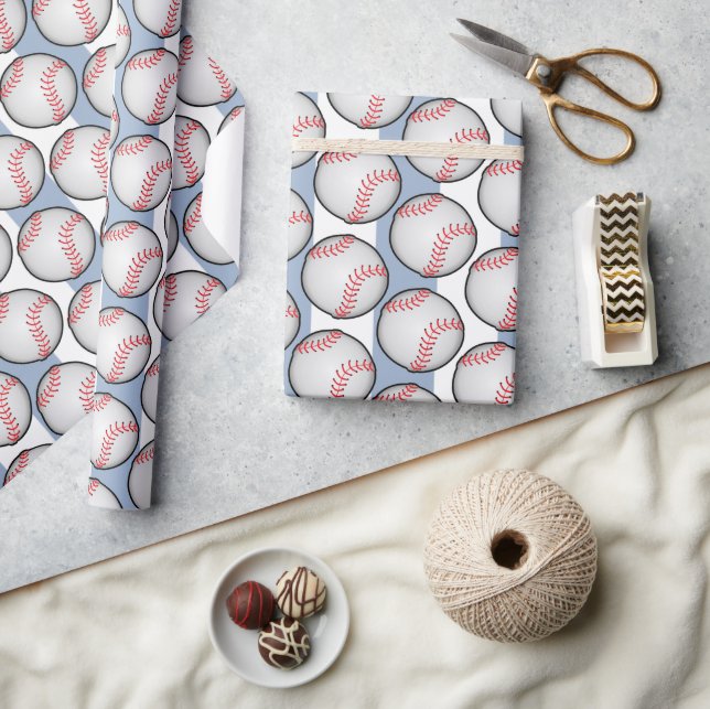 Papier Cadeau Bleu Anniversaire Baseball (Artisanat)