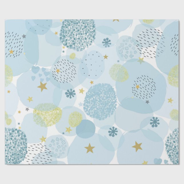 Papier Cadeau Bleu bébé abstrait (Plat)