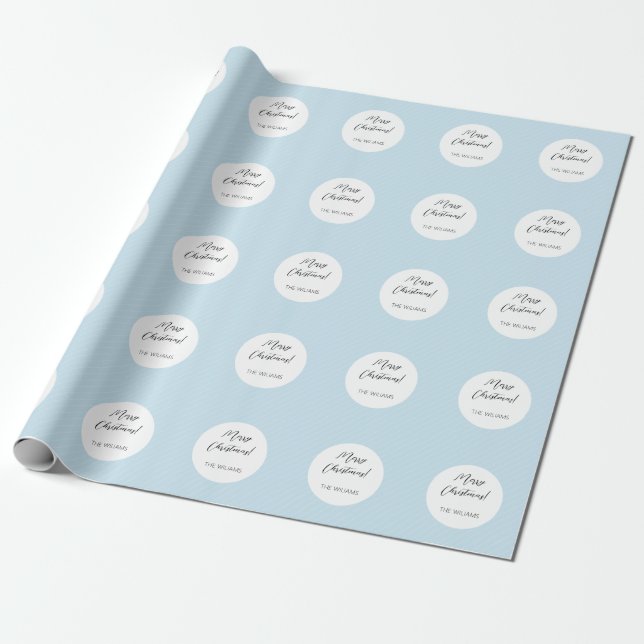 Papier Cadeau Bleu Bébé Noël Simple Géométrique Moderne (Déroulé)