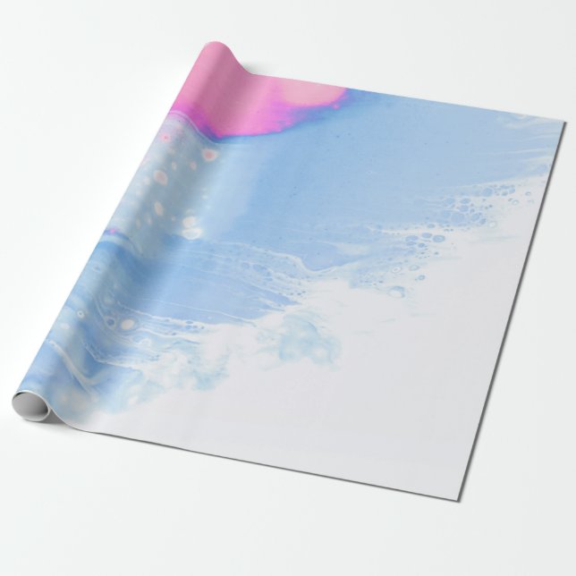 Papier Cadeau Bleu blanc et rose abstrait (Déroulé)
