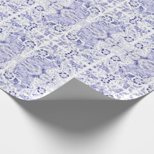 Papier Cadeau Bleu Bleu Lapin Lapin Oiseaux de lapin Dedham Pâq