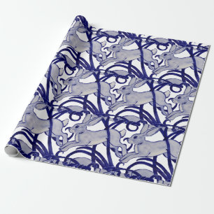 Papier Cadeau Bleu bleu lapin lièvre lapin Art Déco Défiler