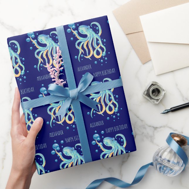 Papier Cadeau Bleu bulle de mer profonde Anniversaire (Cadeaux)