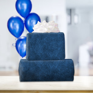 Papier Cadeau Bleu céleste Vieux Monde Faux Cuir