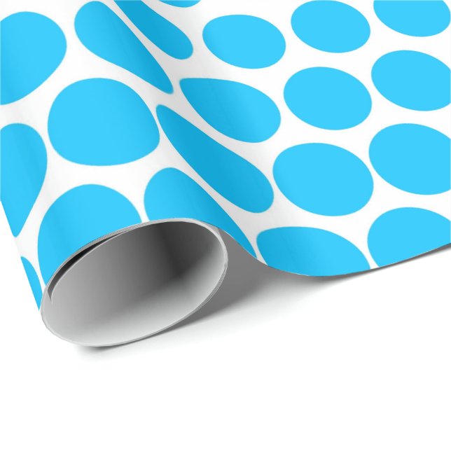 Papier Cadeau Bleu Ciel À Pois Moderne Blanc (Coin rond)