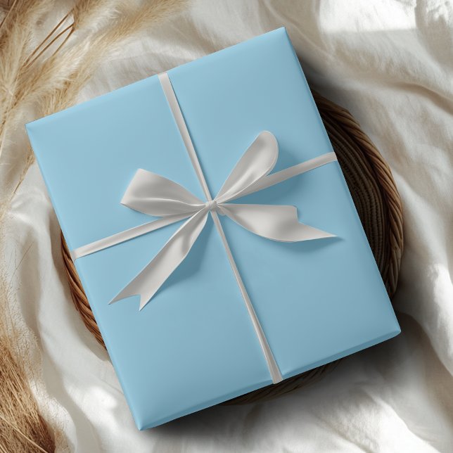 Papier Cadeau Bleu Ciel Uni | Classique | Élégant (Créateur téléchargé)
