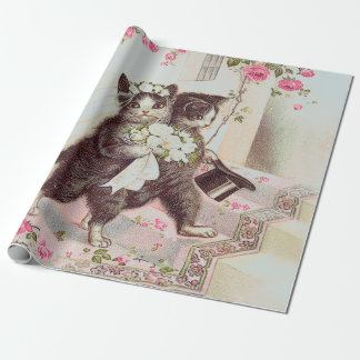 Papier Cadeau Bleu clair des chats Mariages