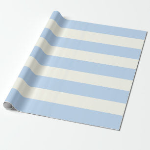 Papier Cadeau Bleu clair et rayures crémeuses