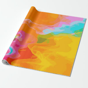 Papier Cadeau Bleu Clair et Rouge Abstrait – Motif de Peinture A