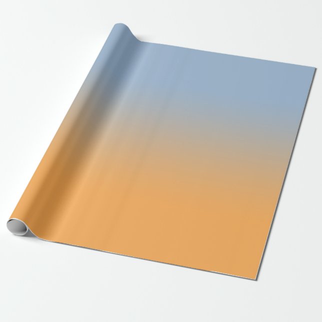Papier Cadeau Bleu clair minimal à Ombré orange (Déroulé)