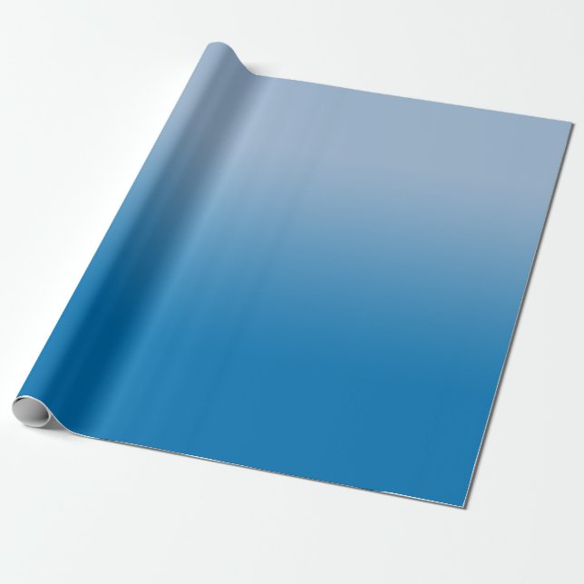 Papier Cadeau Bleu clair minimal au dégradé bleu foncé (Déroulé)