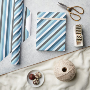 Papier Cadeau Bleu clair Oblique Stripes Moderne tendance
