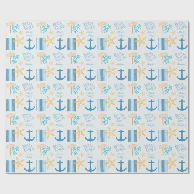 Papier Cadeau Bleu côtier (Plat)