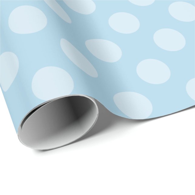 Papier Cadeau Bleu de ciel avec le pois de bleus layette (Coin rond)