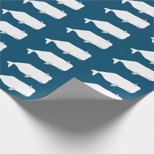 Papier Cadeau Bleu de mer de baleine blanche mignonne Marine