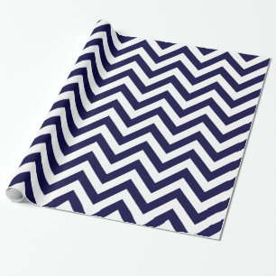 Papier Cadeau Bleu de minuit Blanc XL Chevron Motif ZigZag