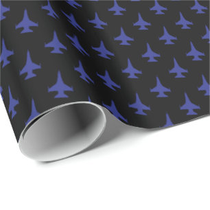 Papier Cadeau Bleu de motif de jet de la vipère F-16 sur le noi