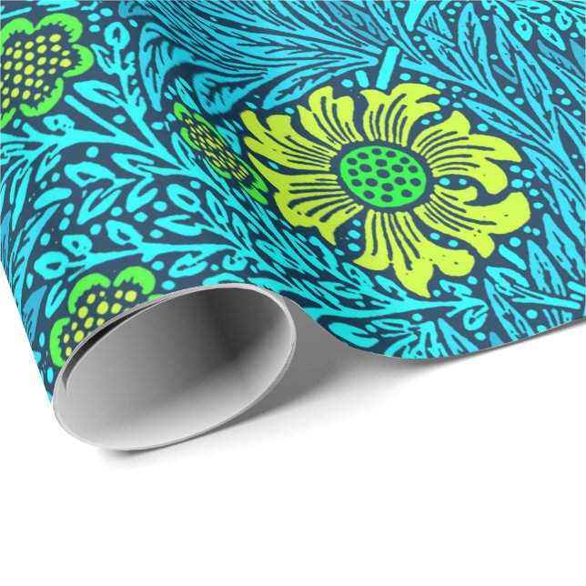 Papier Cadeau Bleu de souci, de turquoise et de cobalt de (Coin rond)
