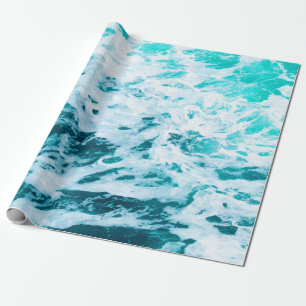 Papier Cadeau Bleu des vagues de l'océan, jet d'eau, surf, natur