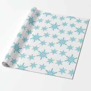 Papier Cadeau Bleu Diamant Snowflake Motif Noël