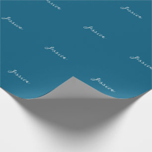 Papier Cadeau Bleu Élégant Moderne Simple Professionnel Nom