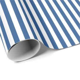 Papier Cadeau Bleu et blanc à la mode, grandes bandes horizontal