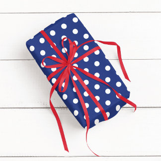 Papier Cadeau Bleu et blanc à pois