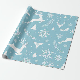 Papier Cadeau Bleu et blanc hiver Wonderland
