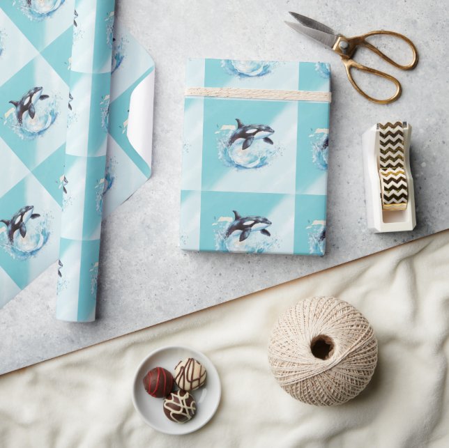 Papier Cadeau Bleu et Blanc Océan Plage Nautique (Artisanat)
