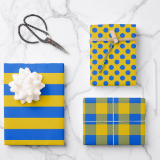Papier cadeau bleu et jaune, drapeau ukrainien