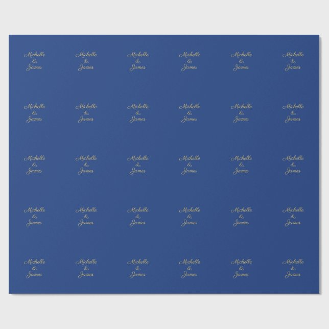Papier Cadeau Bleu et Or Couleurs Professionnel Tendance Moderne (Plat)